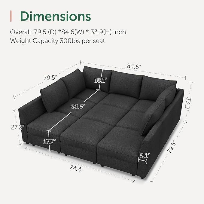 HONBAY Modular Sectional Sleeper Sofa - Image 2