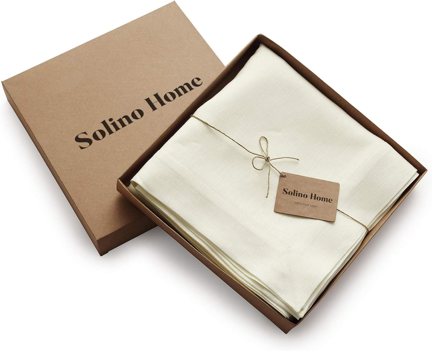 Solino Home Ivory Linen Tablecloth 54 x 72 Inch - 100% Pure Linen Table Cloth for Rectangle Tables - Fete, Machine Washable Tablecloth for Fall, Autumn, Thanksgiving, Christmas, Holiday