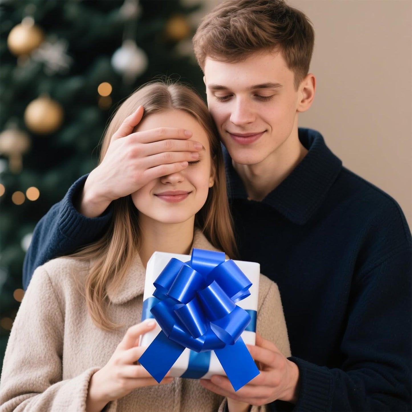 12 PCS 6 Inch Blue Pull Bows - Perfect for Gift Wrapping, Wedding Decor, Car Bows, Birthday Parties, Christmas and Valentine's Day