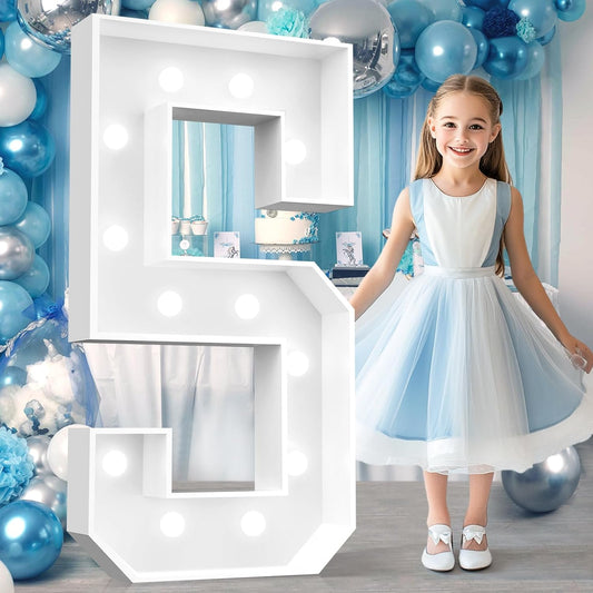 Ledido 4FT Marquee Light Up Numbers, Cool White Light Up Numbers Large Marquee Numbers for Party Decorations,5th 15th Birthday Anniversary Decor, Number 5