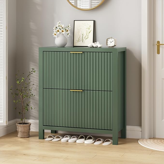 YOMILUVE Fluted Shoe Storage Cabinet - Image 3