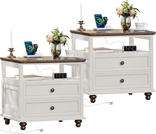 Joaxswe Farmhouse Nightstand Set of 2 by Joaxswe