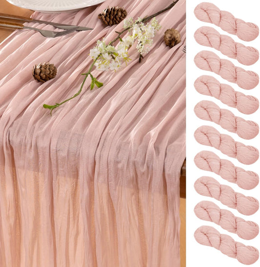 Dusty Pink Table Runner Cheesecloth Table Runner 10 Pack 10FT Farmhouse Table Runners 120 Inches Fall Table Decor Dining Room Centerpiece Wedding Boho Baby Shower Birthday