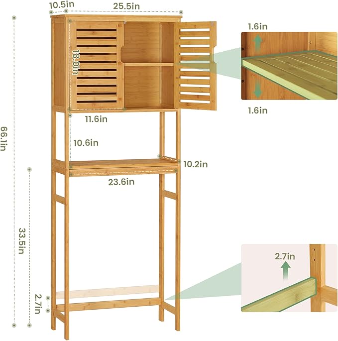 VIAGDO Over The Toilet Storage Cabinet, Tall Bathroom Cabinet Organizer - Image 2