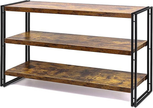 HCHQHS 3-Tier Rustic Wood and Metal Industrial Bookcase - 40in by HCHQHS