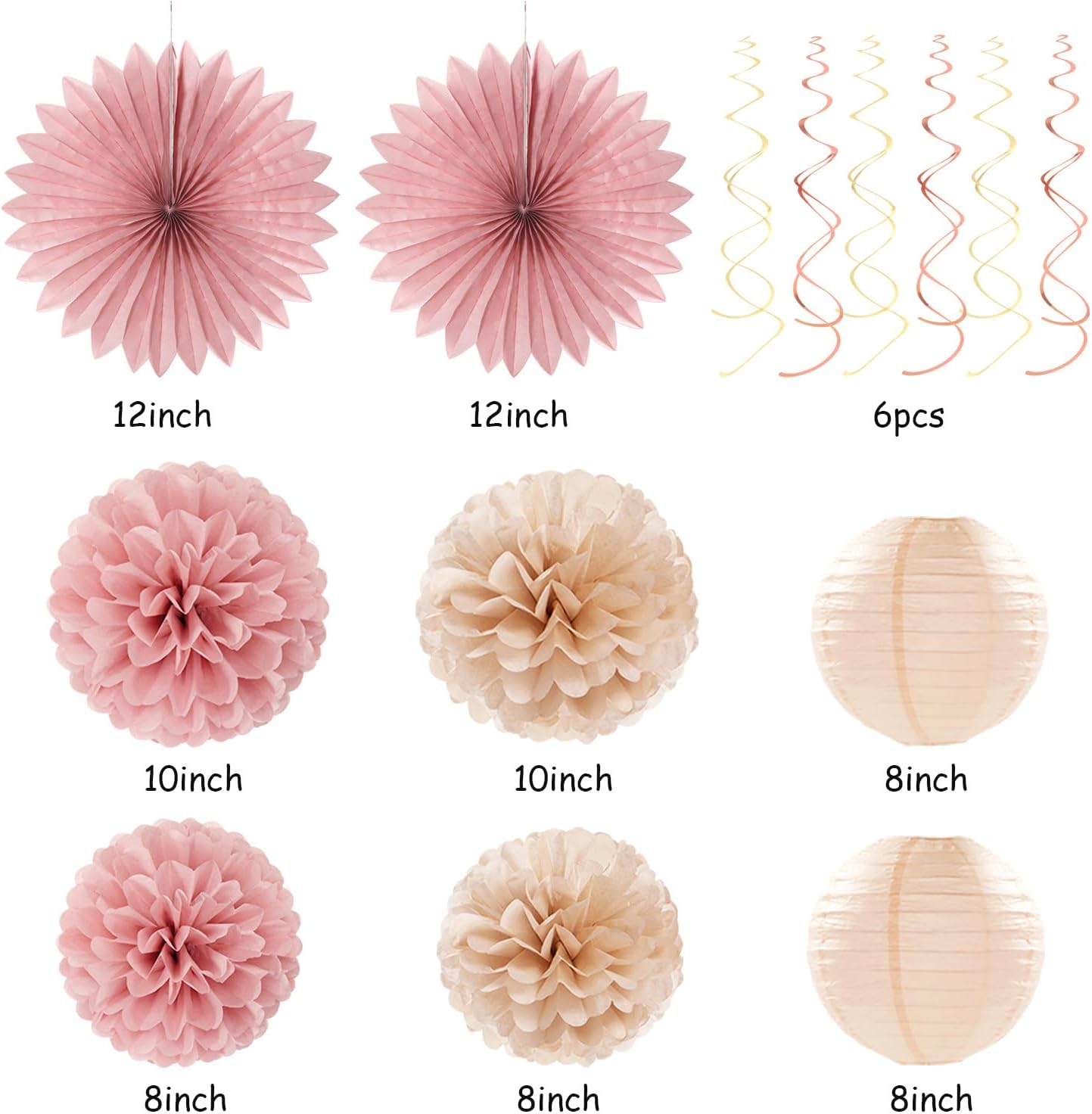 Blush-Pink Rose-Gold Fall Baby-Shower Party-Decorations - 31pcs Welcome Home Banner Sign,Neutral Paper Lanterns,Girl Streamers Garland,Boho Hanging Tissue Pom Poms Flowers Fans Backdrop Decor Burgleda