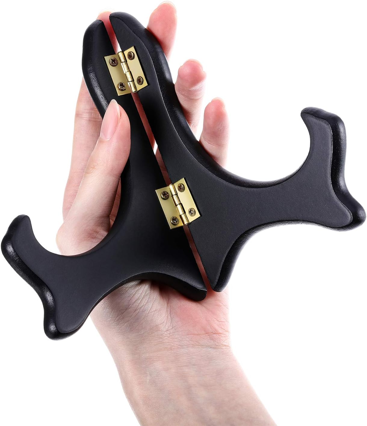 Tatuo 4 Pack Black Wooden Display Stand Plate Stands (5 Inch, Black)