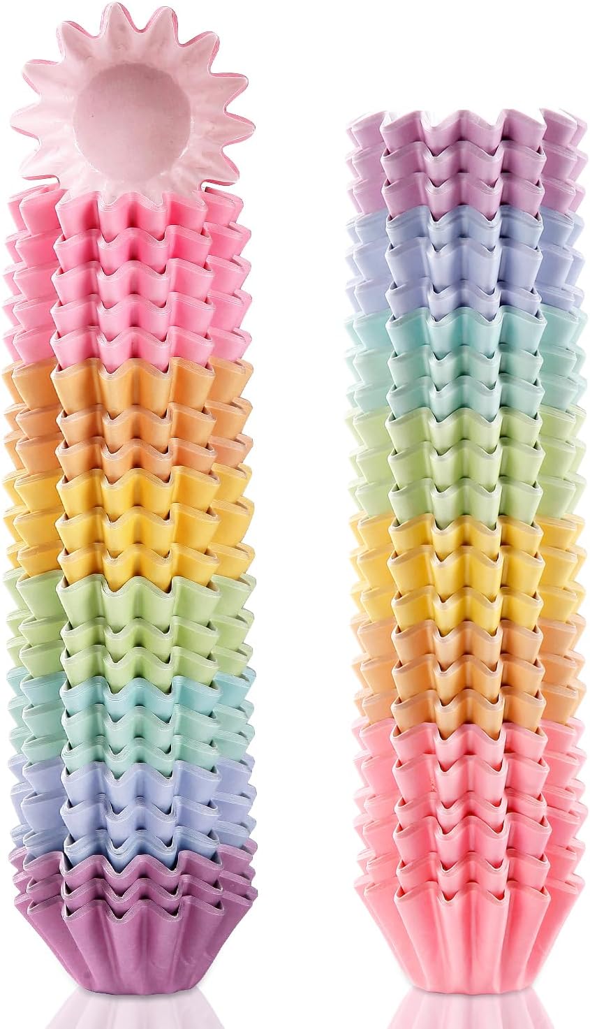 Quera 240 Pcs Grease-Resistant Mini Cupcake Liners Rainbow iridescence Heavy Duty Paper Muffin Baking Cups for Wedding Birthday Party Baby Shower(1.18 x 1.18 in)