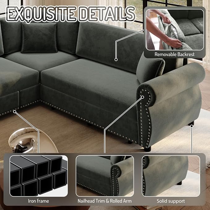 88.2" Sectional Sleeper Sofa - Image 5
