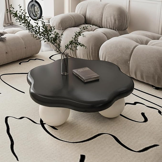 35" Cloud Coffee Table with 3 Ball Legs, Modern Minimalist Petal Center Table by BSYEIO