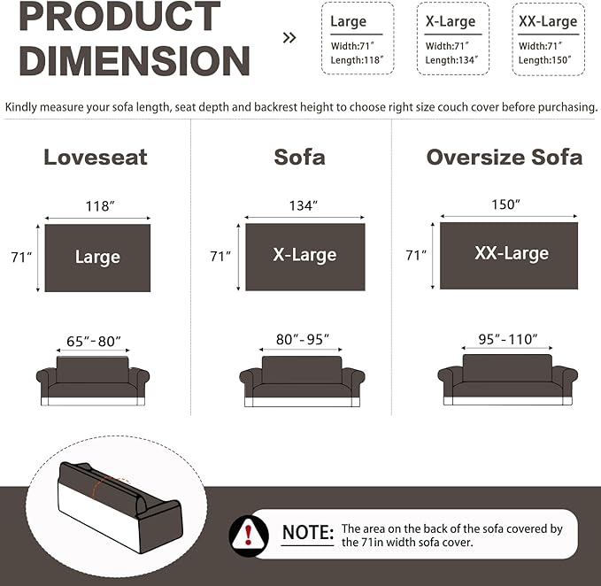 DREAMINGO Chenille Sofa Cover Washable Pet Couch Protector Cover Textured Couch - Image 2