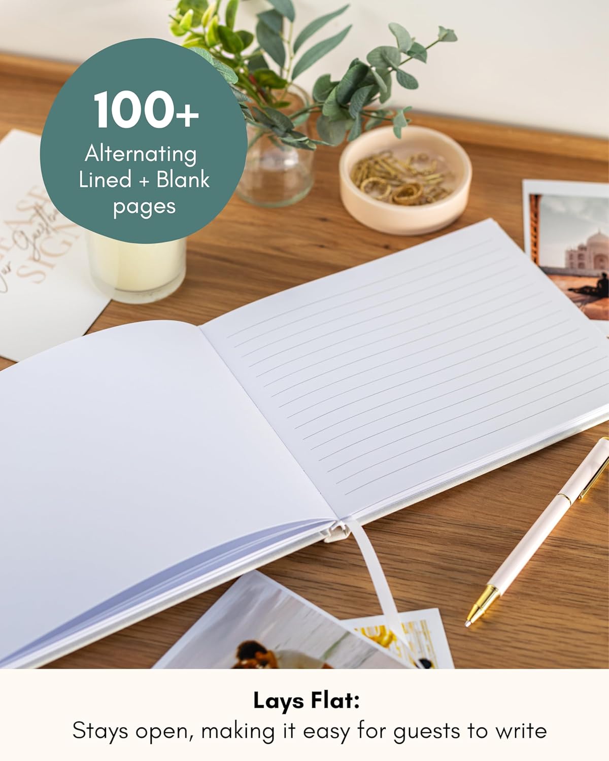 Lamare Wedding Guest Book – Elegant Guest Book for Party, Baby Shower Guest Book & Polaroid Guest Book for Wedding