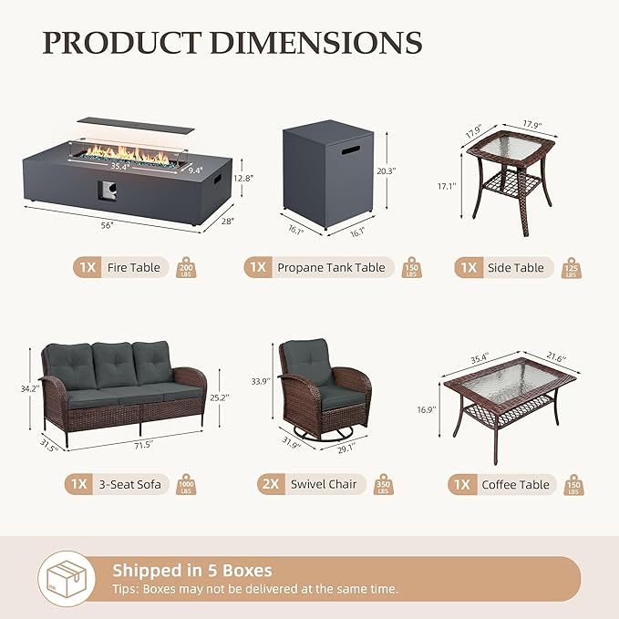 UPHA 7 Pieces Patio Furniture Set - Image 2