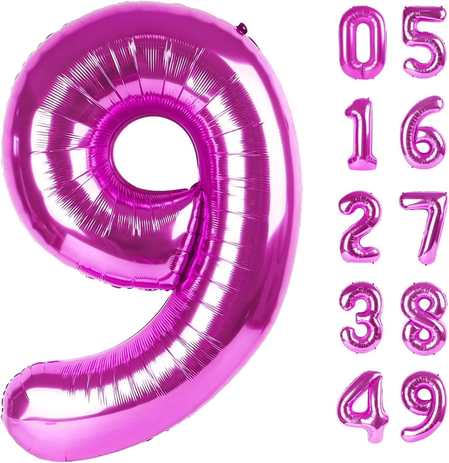 40 Inch Big Rosy Purple 9 Balloon Number, Jumbo Giant Happy 9th 19 29 39 49 99 Birthday Party Decorations,Rosy Purple Large Nine Mylar Foil Anniversary Birthday Party Engagement Decorations