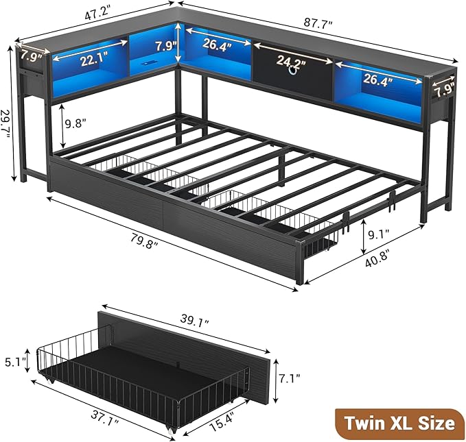 Hasuit Corner Bed Frame Twin XL - Image 3