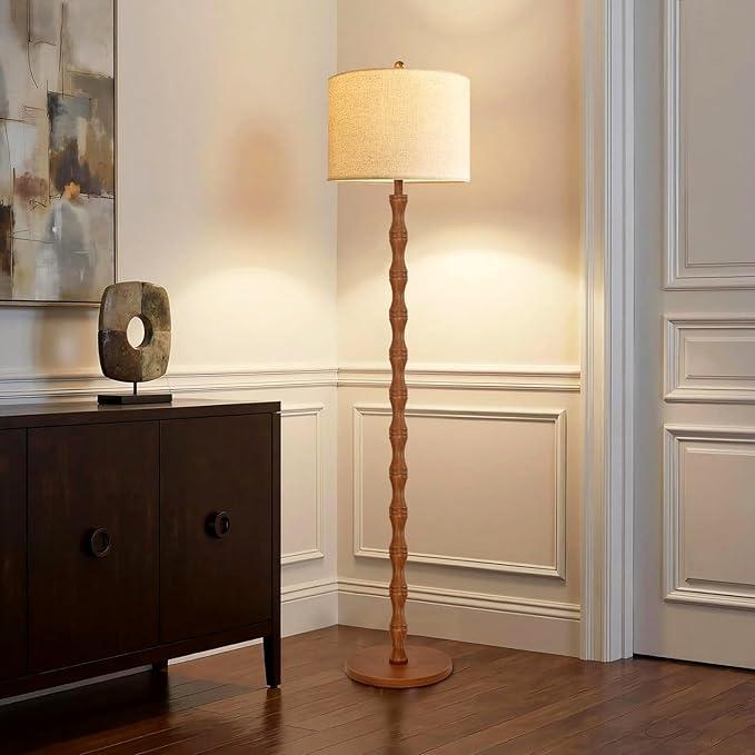 QIYIZM Wood Floor Lamp for Living Room, Vintage Standing Lamp - Image 7