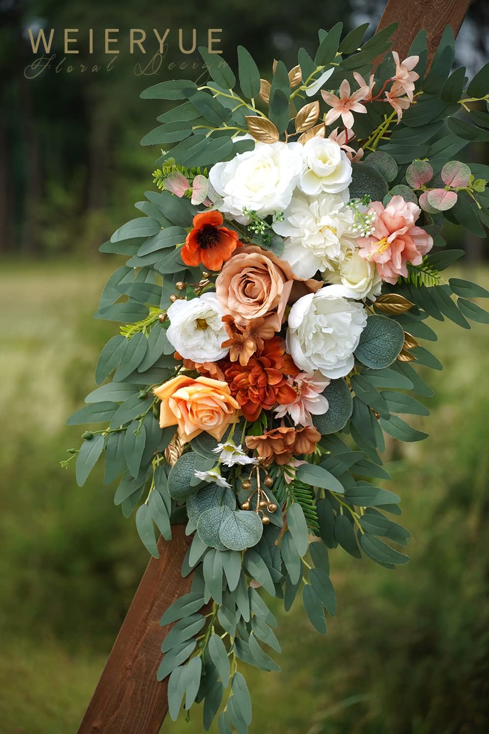 Artificial Wedding Arch Flowers Kit(Pack of 2) for Wedding Arch, Bridal Shower, Ceremony and Reception Backdrop Decoration (Caramel & White)