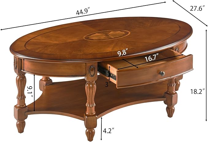 Solid Wood Oval Coffee Table - Image 2
