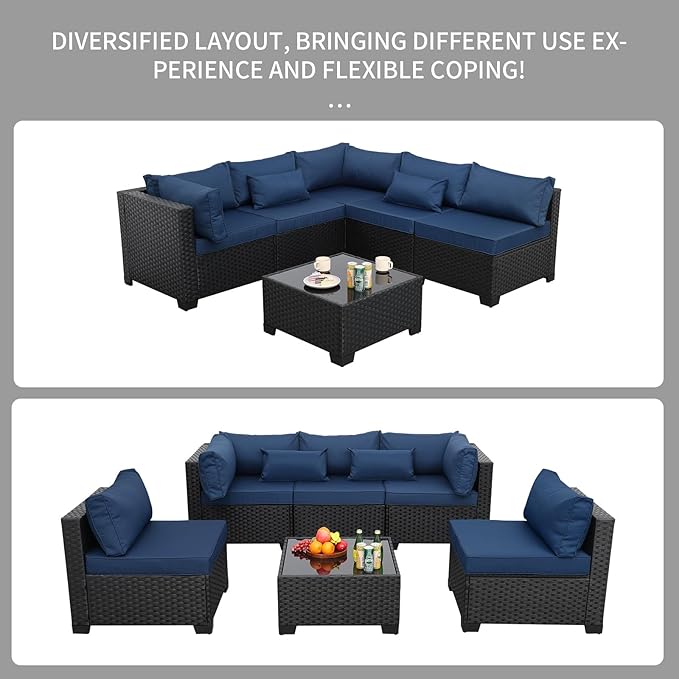Rattaner Patio Sectional 6 Pieces All-Weather Wicker Patio Furniture Set - Image 7