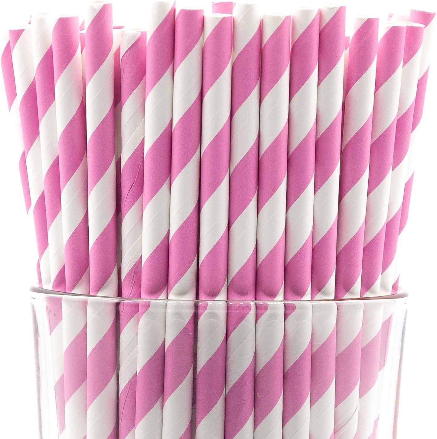 Pack of 150 Baby Pink Swirls Biodegradable 4-Ply Paper Drinking Straws (Compostable, Non-toxic, BPA-free)