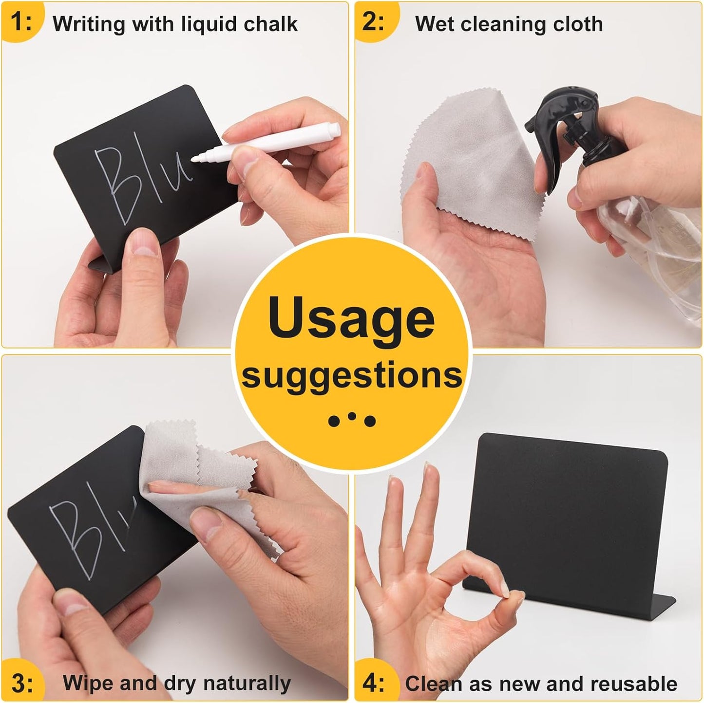 20 Pcs 4"x3" Mini Chalkboard Signs for Food, Reusable PVC Food Labels, Reserved Table Signs for Party Buffet, Birthdays, Bakery, Weddings Table Numbers, Buffet Display, Place Cards, Name Tag