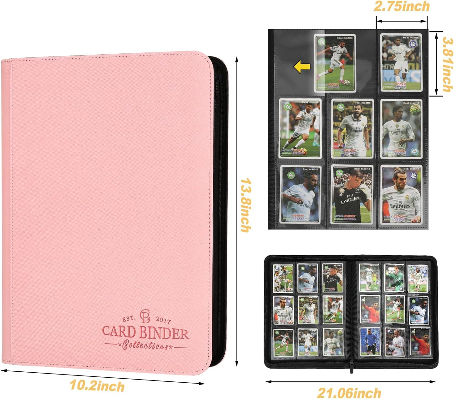 Trading Card Binder, Card Collection Binder Album Folder with 540 Side Loading Pockets, 9 Pocket Trading Card Album Folder for TGC,MTG, Baseball Cards, Yugioh