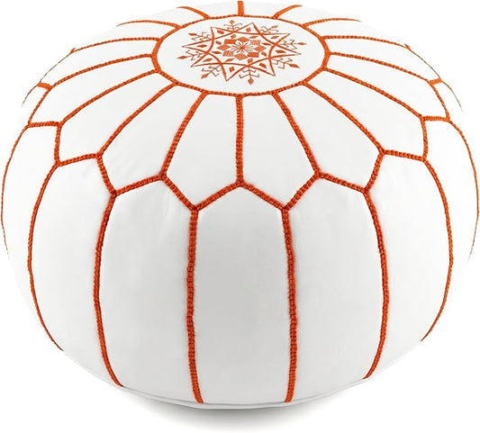 Marrakesh Gallery Genuine Leather Round Pouf Unstuffed by MarrakeshGallery
