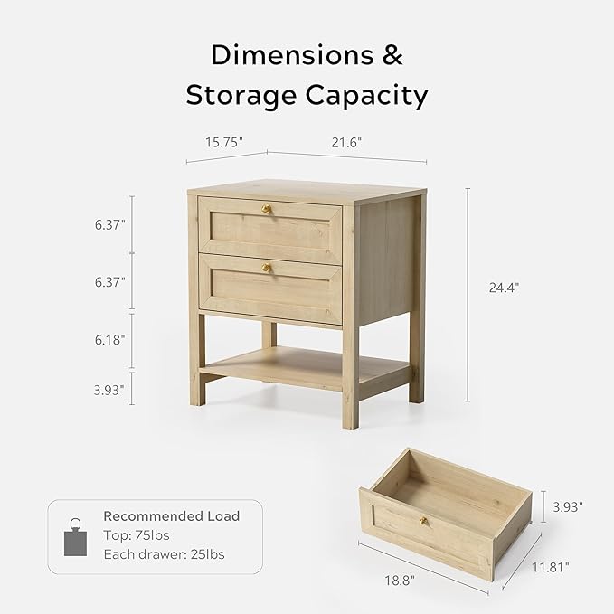 EYYTHUNG Tall Modern Nightstand - Image 2