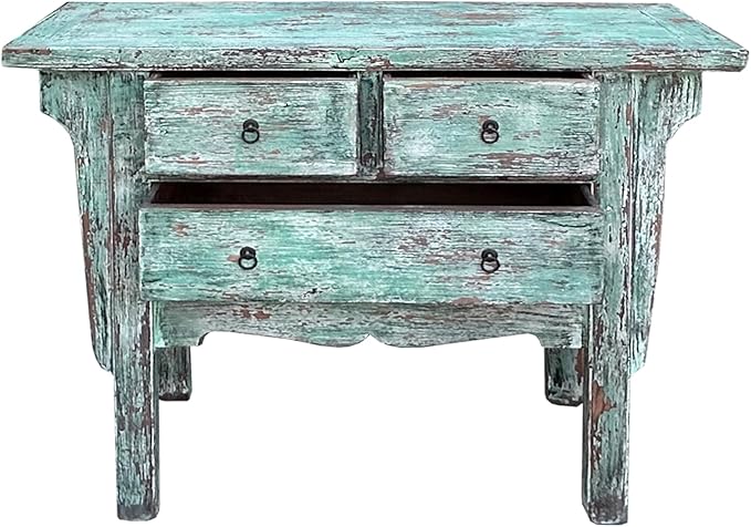 Vintage Distressed Pastel Green Marks Drawers Credenza Side Table Cabinet - Image 5