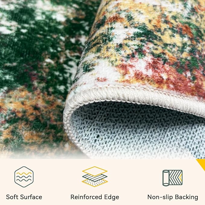 RELEANY Washable Area Rugs Square 8ft Non-Slip Modern Abstract Soft - Image 2