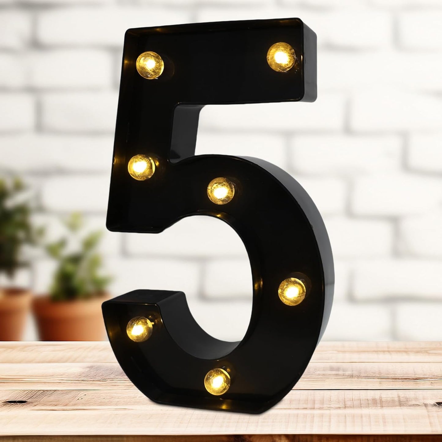 LED Marquee Numbers, 8.58 Inch Led Light Up Numbers for Party, Small Light Up Letters, Battery Powered Lighted Number for Table, Birthday, Night Light, Christmas or Home Decor (Black, Number 5)