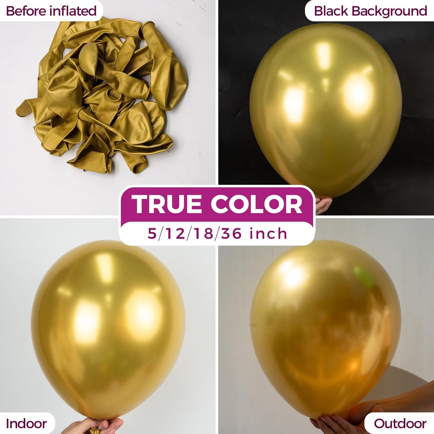Bezente Gold Metallic Chrome Latex Balloons, 100 Pack 12 inch Gold Round Helium Balloons for Wedding Anniversary Bridal Shower Birthday Party Graduation Decorations 2025