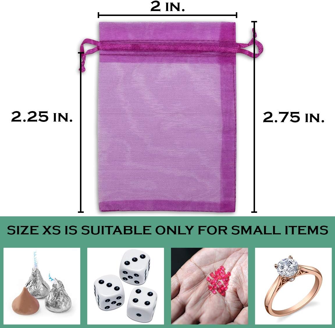TheDisplayGuys 48-Pack 2" x 2-3/4" Hot Pink Sheer Organza Gift Bags with Drawstring, Jewelry Candy Treat Wedding Party Favors Mesh Pouch