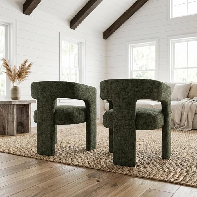 Jofran Gwen Jacquard Upholstered Accent Chair, Modern Luxury Plush Sculptural - Image 2