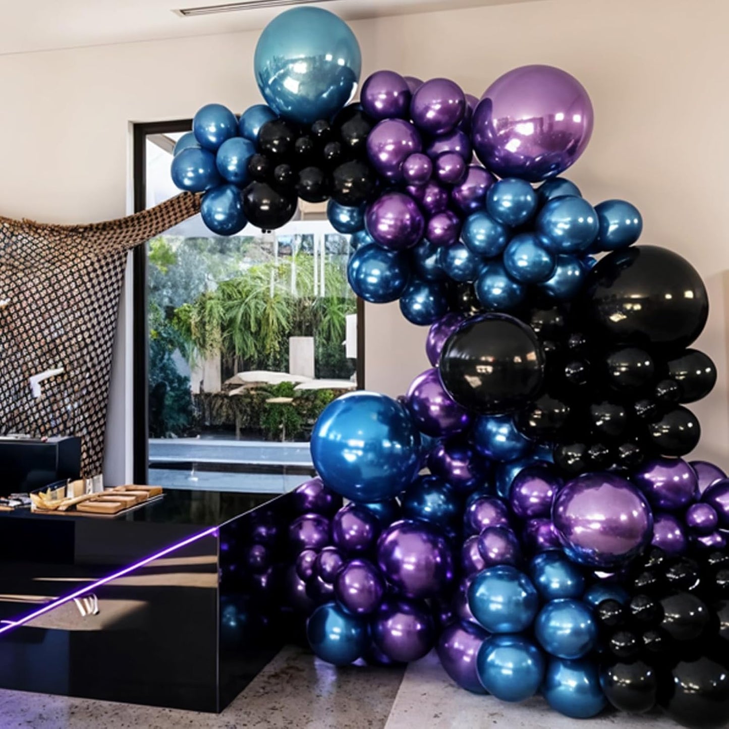 Black Purple Blue Balloons, 50pcs Metallic Blue Purple Teal Balloons Confetti Balloon For Boys Men Birthday Baby Shower Game Themed Party Wedding Bachelorette Anniversary Engagement Decorations
