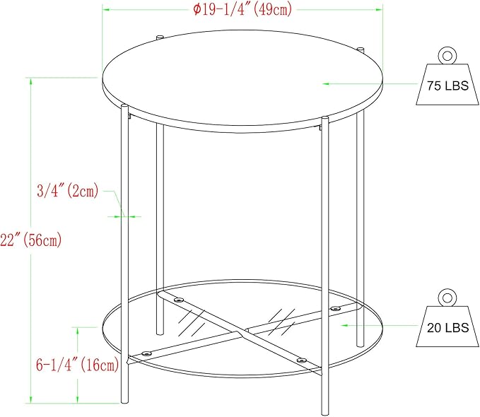 Walker Edison Blaine Mid Century Modern Marble and Glass Round Accent Table - Image 3