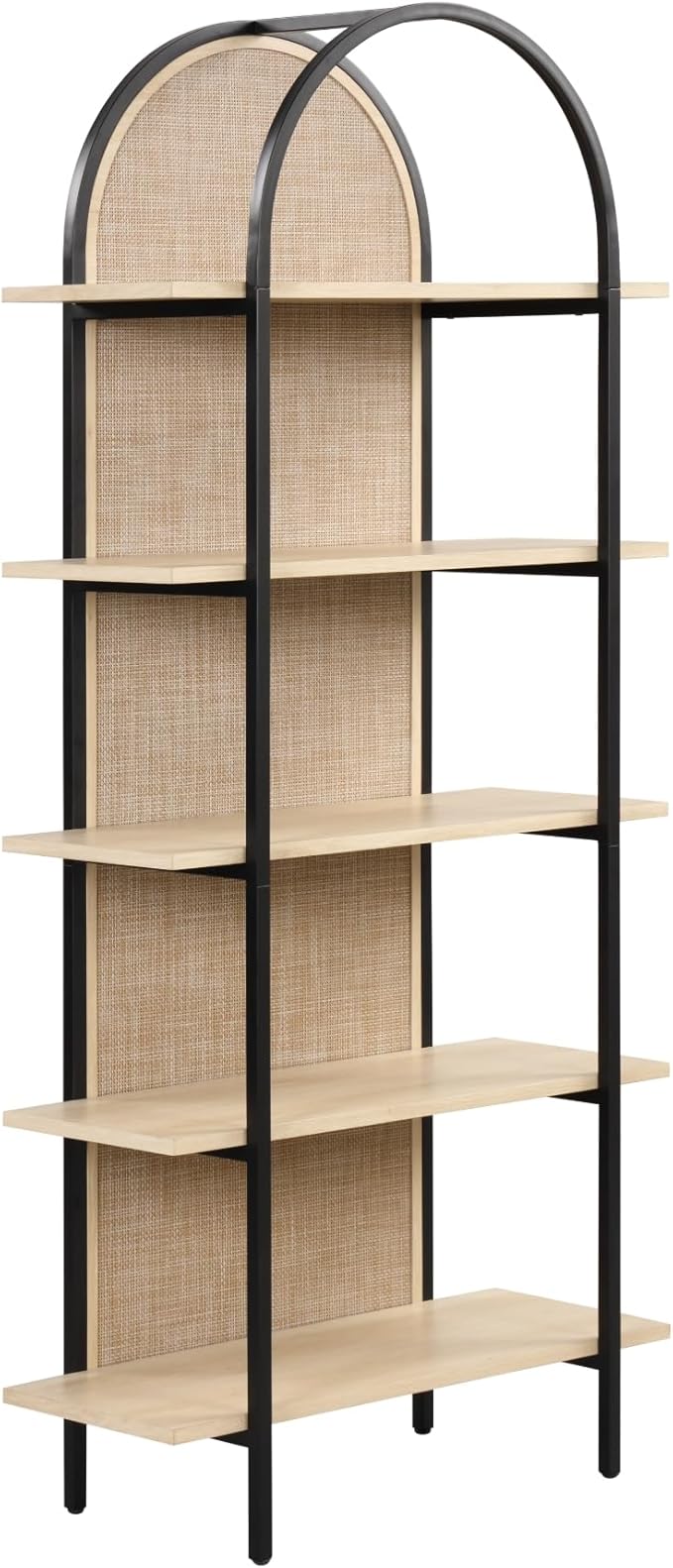 Nathan James Amara Bohemian 5-Shelf Etagere Bookcase, Rattan Open Bookshelf - Image 8