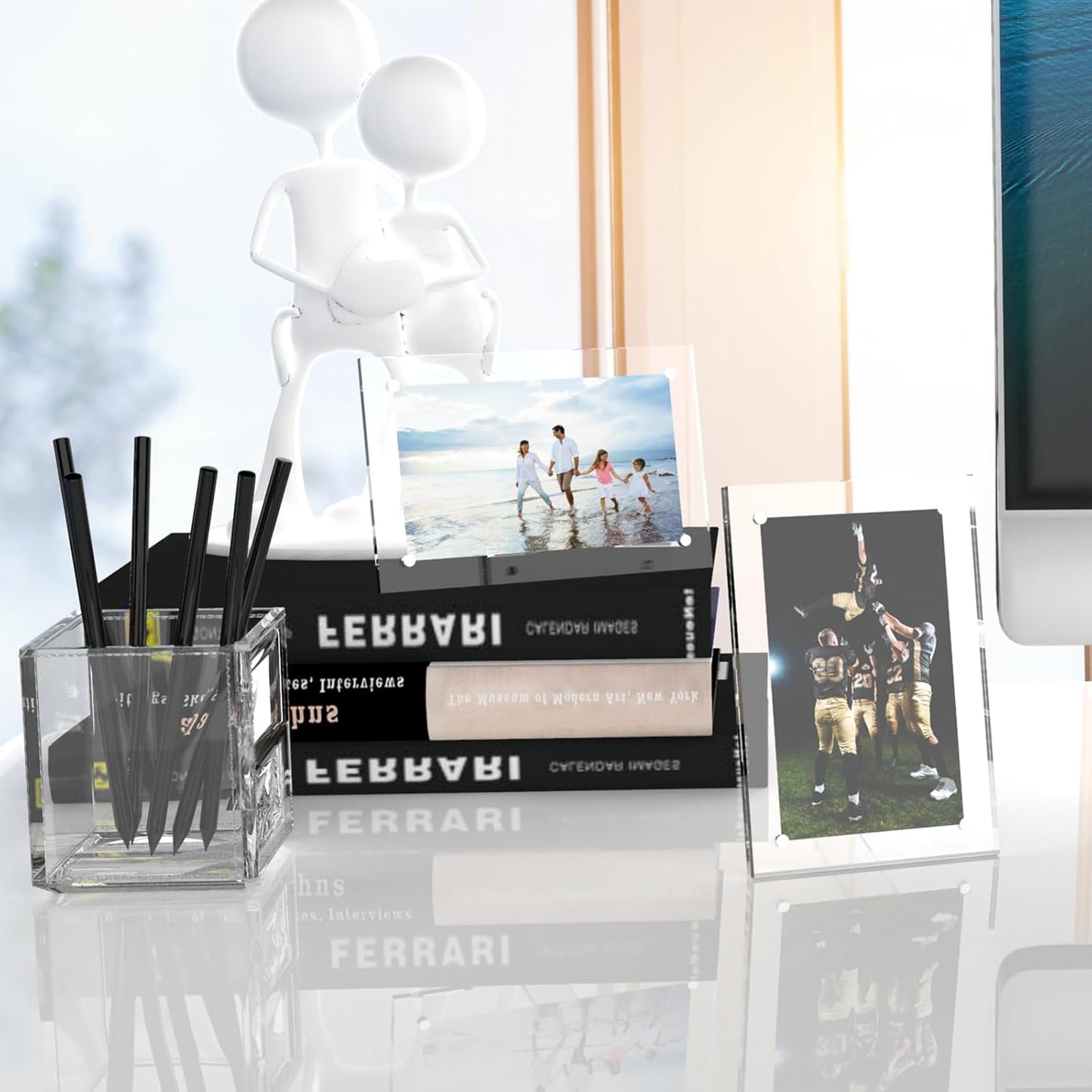 HELPLEX Picture Frames, 6 Pack 8x10 inch Acrylic Picture Frame Clear 8 x 10 Photo Frames Magnetic Picture Frames Ready for Tabletop Display, Effectively Protect Photos from Fading and Yellowing