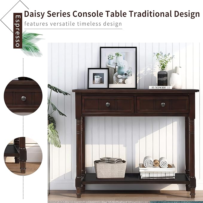 Merax Wood Sofa Table Console Table, Entryway Table Traditional Design - Image 5