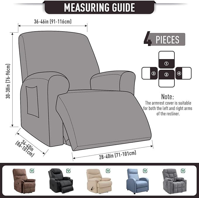 TAOCOCO Oversized Recliner Chair Covers, 1 Seater Streach Recliner Covers Soft - Image 4