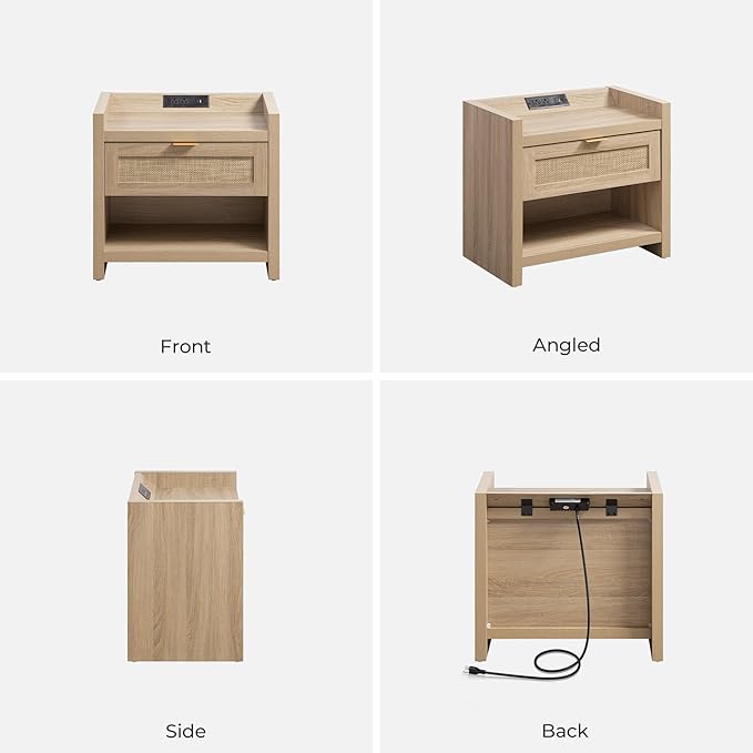 SICOTAS Rattan Nightstand End Table - Image 7
