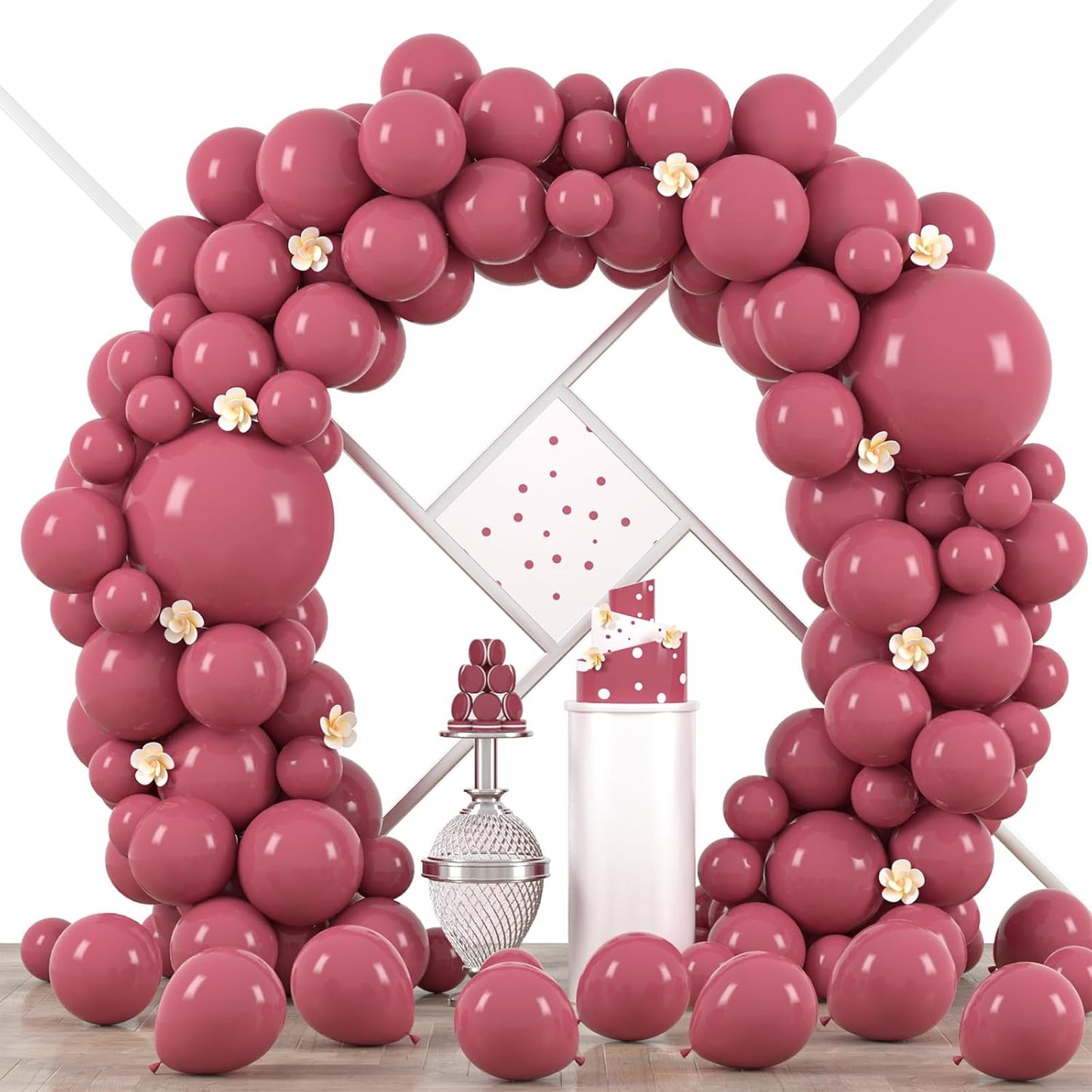 90pack Retro Hot Pink Balloons Different Size 18/12/10/5 Inch Retro Hot Pink Balloon Garland Arch Kit for Graduation, Wedding, Birthday, Princess Theme Party, Valentine's Day Decorations