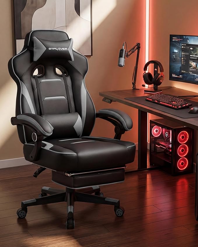 GTPLAYER Gaming Chair with Footrest, Big and Tall Game Chair 350lb Racing Style - Image 8