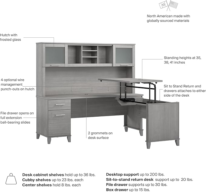 Bush Home 72-Inch L-Shaped Sit to Stand Desk - Image 8