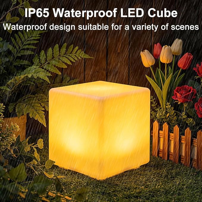 6-in LED Cube Night Light, Rechargeable LED Light Cube w/Remote, Dimmable 16 - Image 5