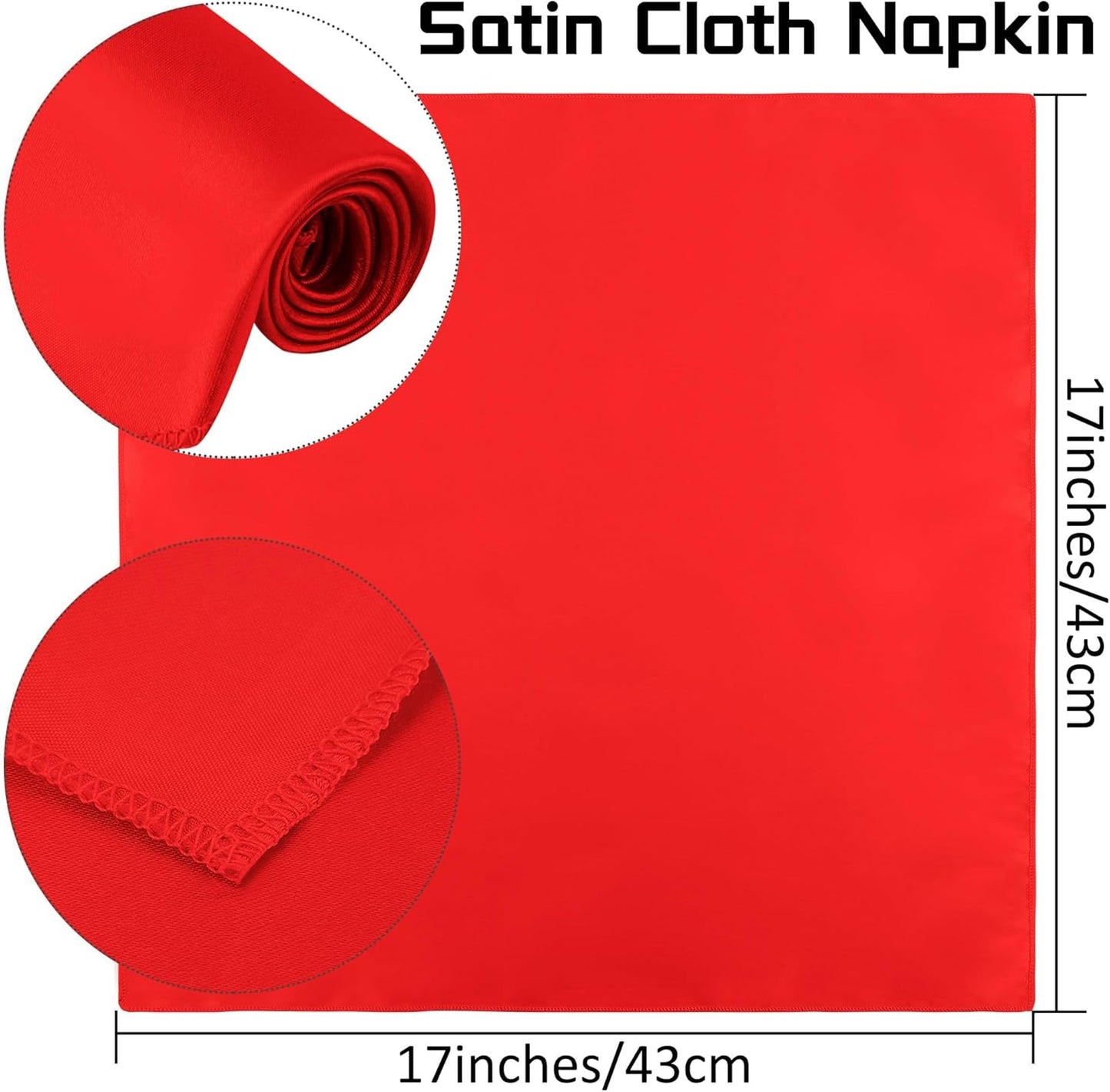 Aneco 12 Pieces Christmas Satin Napkins Soft Dinner Napkins Square Weddings Table Napkins 17 x 17 Inches for Christmas Xmas Party Restaurant Weddings Dinner Decoration (Red, Dark Green)