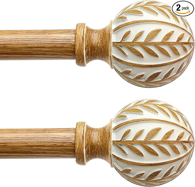 QDWIS 2 Pack Boho Wood Curtain Rods by Unknown