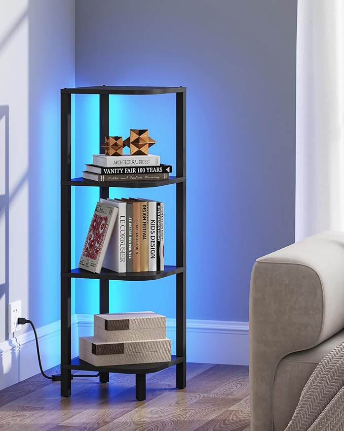 TUTOTAK Corner Shelf, 4-Tier Corner Bookshelf - Image 5