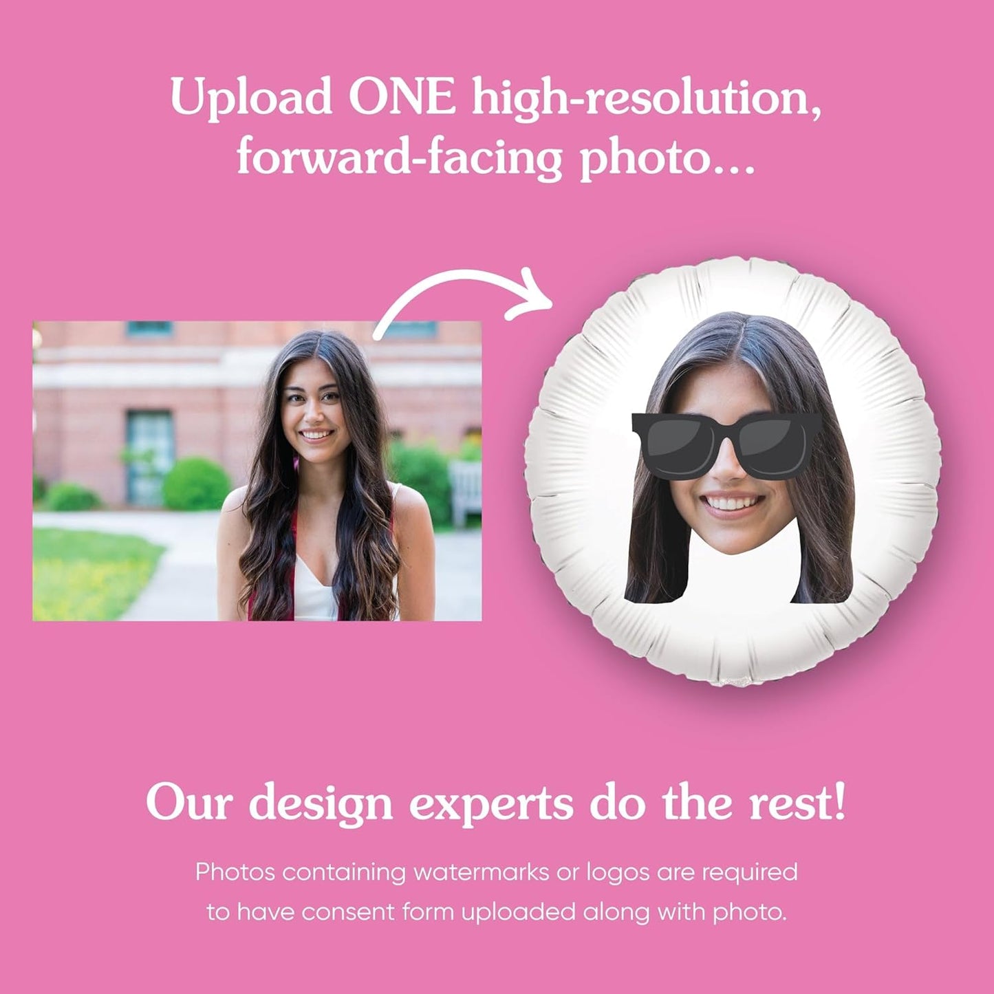 Big Dot of Happiness Personalized Sunglasses Fun Face Photo Balloon, Adults & Kids Summer Birthday Party Decorations, Custom Double-Sided Circle Mylar, 1 Piece