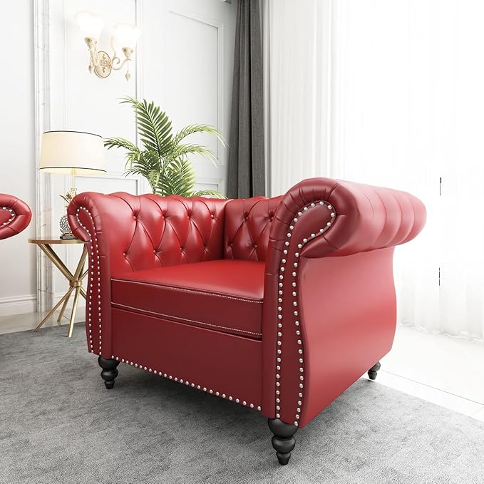 AVZEAR Leather Upholstered Armchair, Single Sofa Chair - Image 6